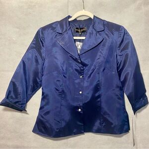 Donna Ricco Shiny Navy Blouse, Size 12